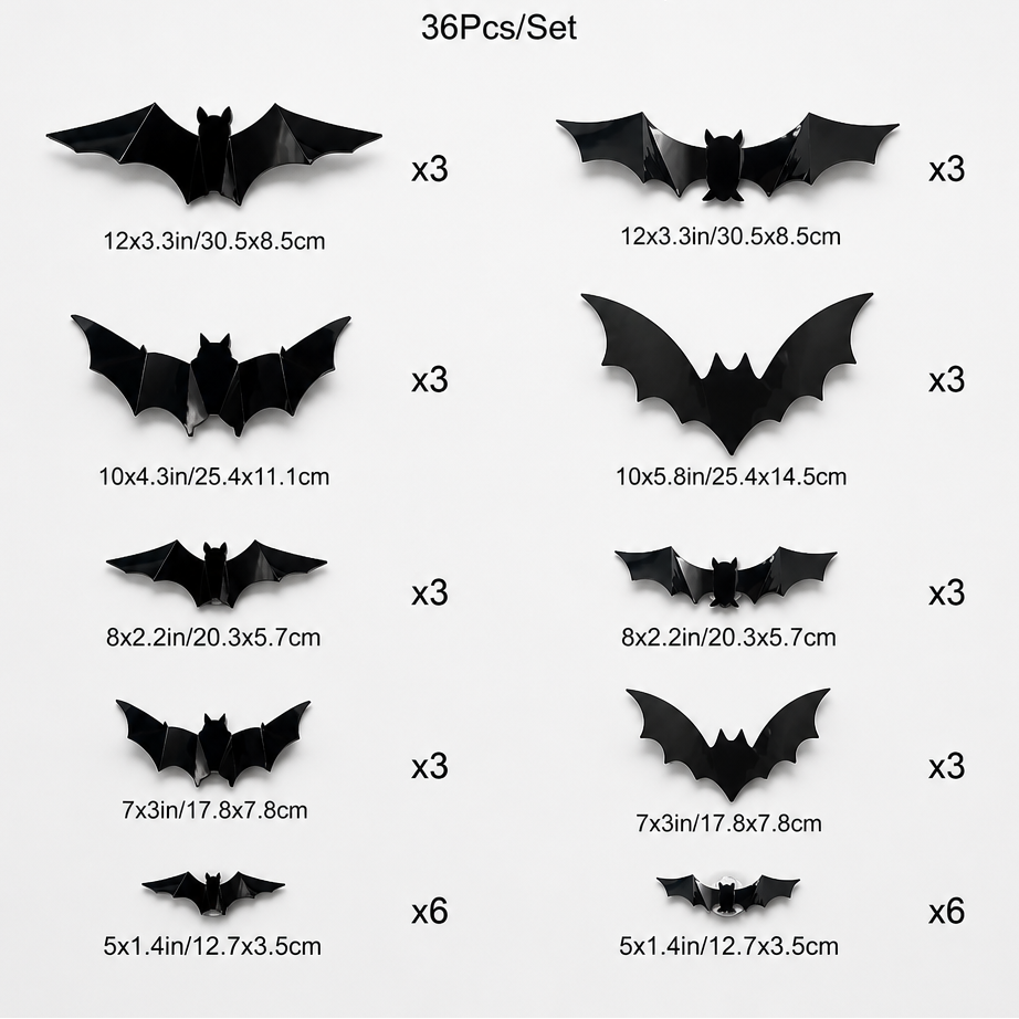 Hauntlow – Foldable LED Glow Halloween Bats (36 pcs)