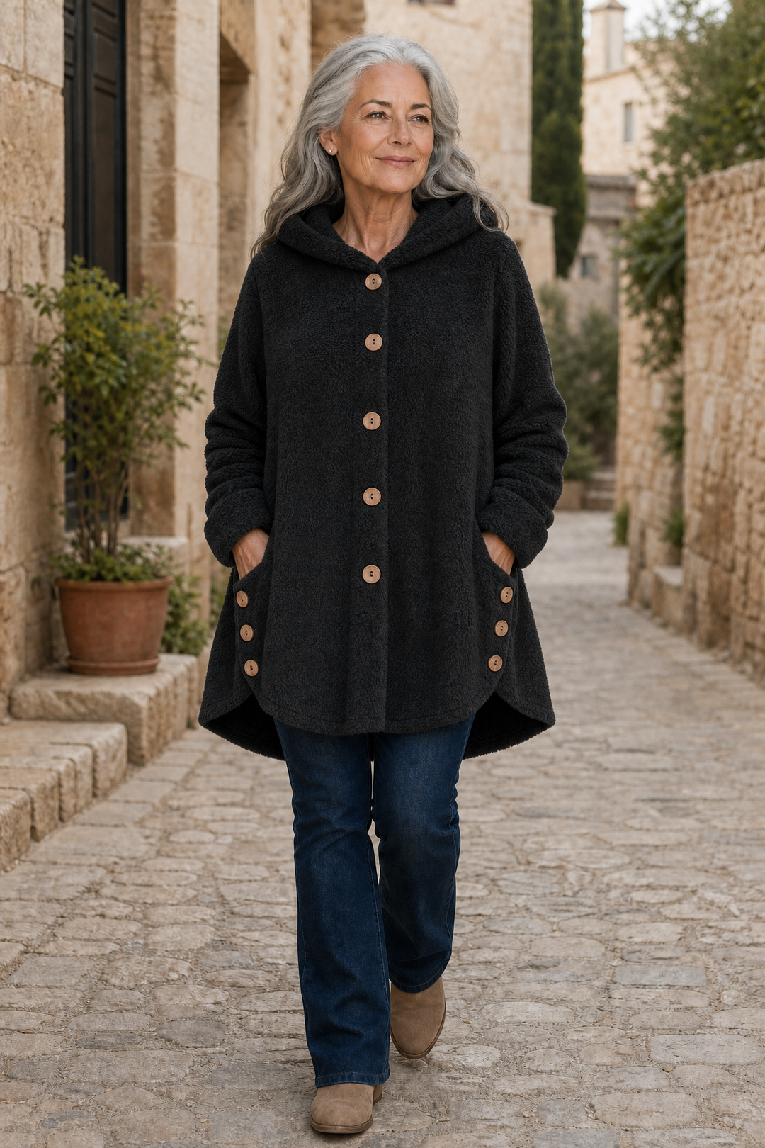 Fenwick – Button-Front Fleece-Look Shirt Jacket