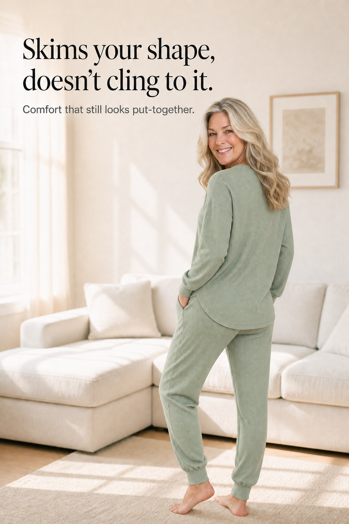 Wearbella – Waffle-Knit-Look V-Neck Lounge Set