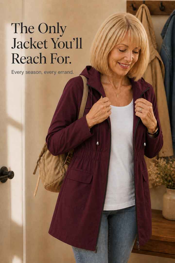 Rainette – Drawstring Waist Hooded Rain Jacket