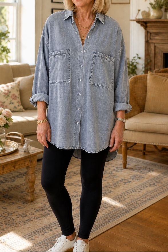 Wearbella – Oversized Soft Chambray Denim Shirt