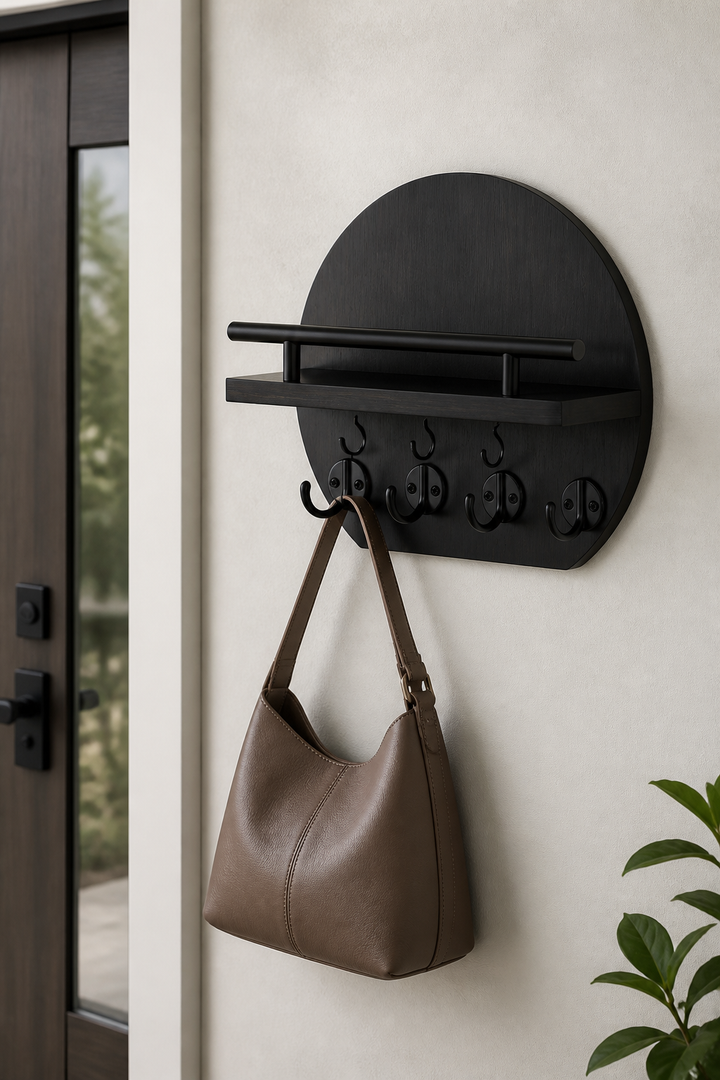Keyhaven – Wall-Mounted Entryway Shelf With Double Hooks