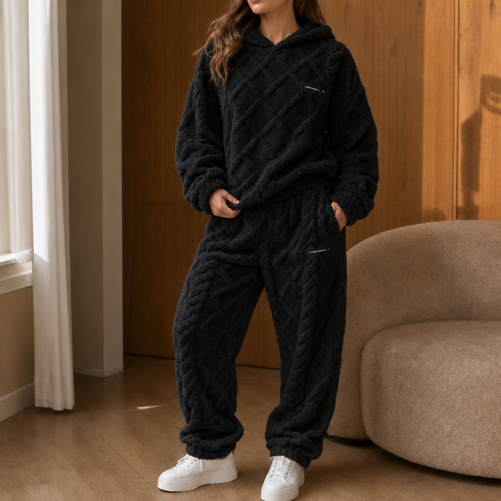 Cloudwarm – Textured Fleece-Look Hoodie And Pants Set