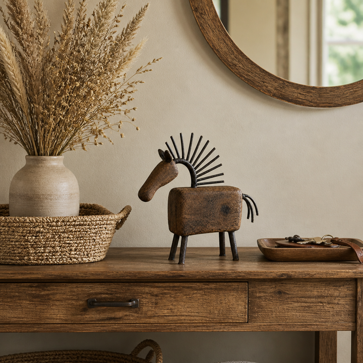 Harlowe & Forge – Mixed Wood Look And Metal Like Horse Figurine