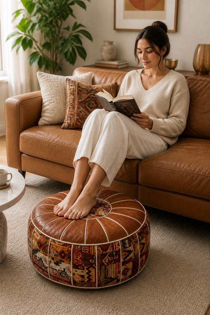 Stashly – Fillable Faux Leather Storage Pouf Ottoman