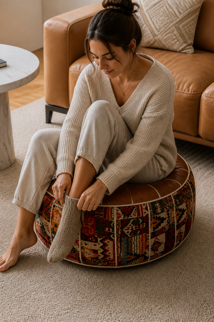 Stashly – Fillable Faux Leather Storage Pouf Ottoman