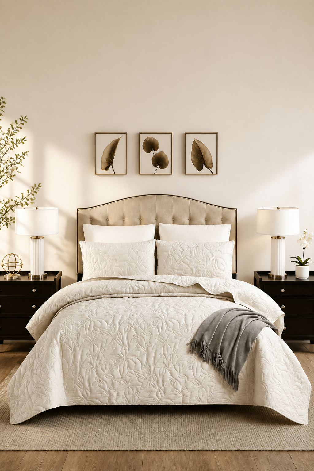 Beddura – Embossed Floral Washed Cotton Comforter Set