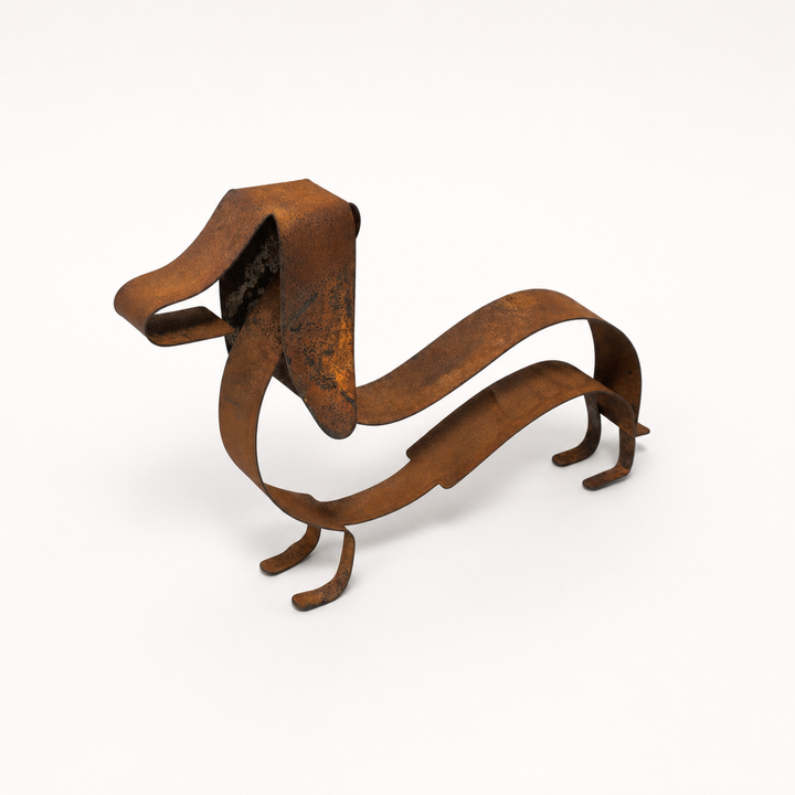 Linebourne – Open-Frame Ribbon Metal Dachshund Sculpture