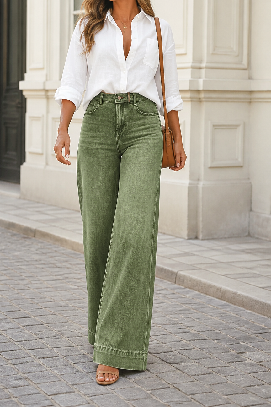 Lenglia – High-Rise Wide-Leg Vintage Wash Jeans