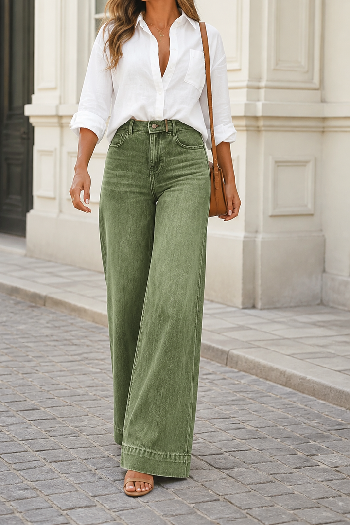 Lenglia – High-Rise Wide-Leg Vintage Wash Jeans