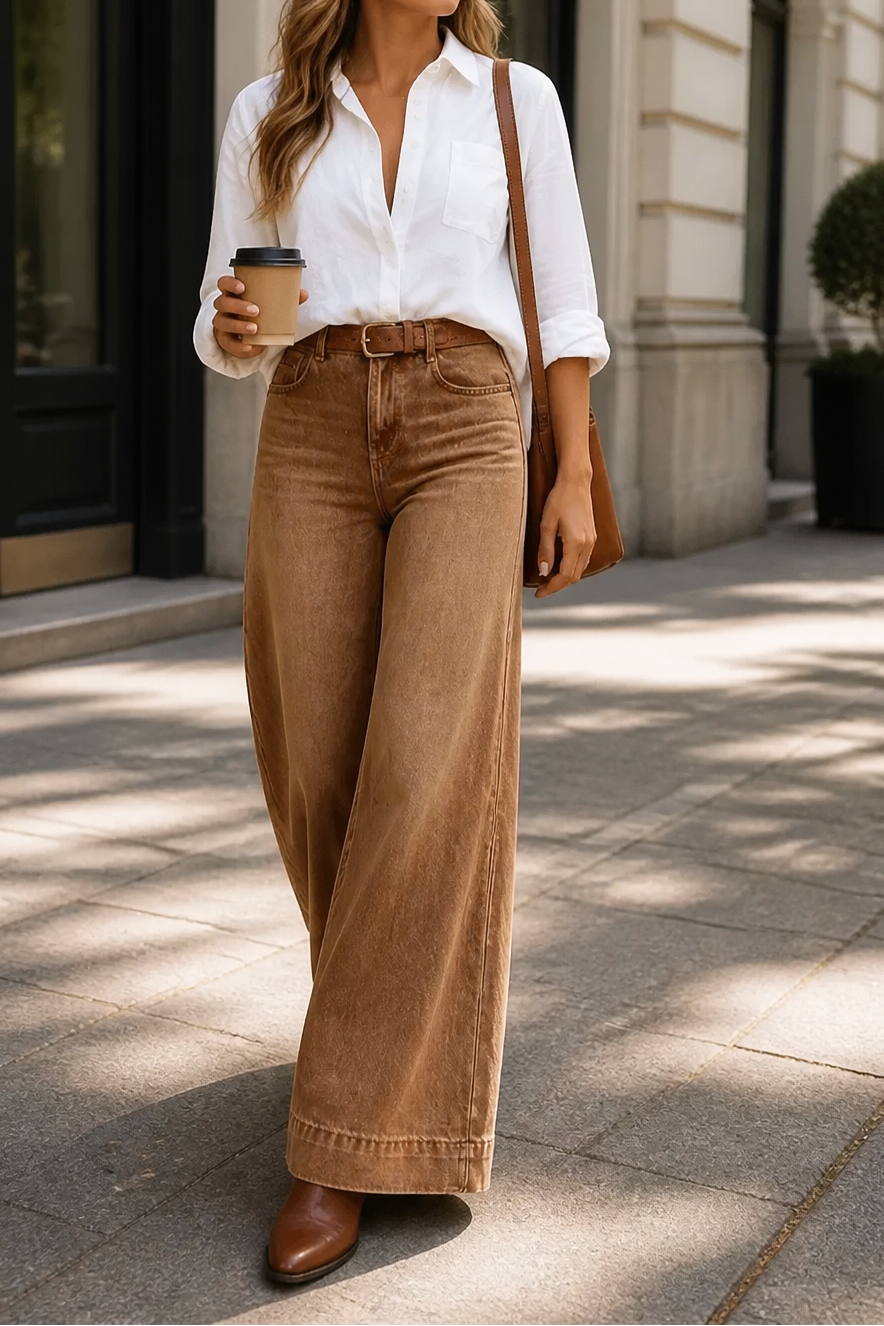 Lenglia – High-Rise Wide-Leg Vintage Wash Jeans