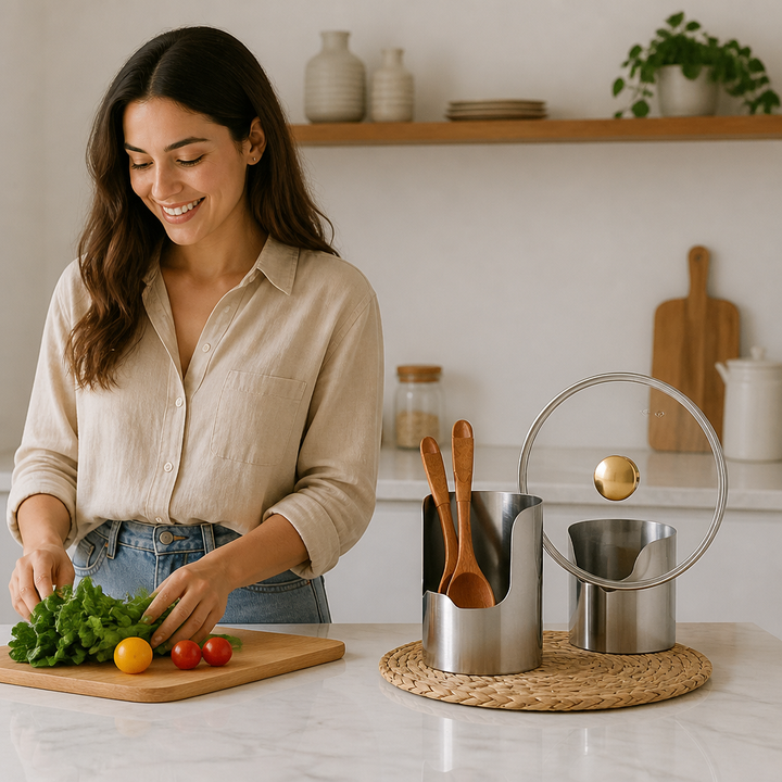 Rackly – Multi-Slot Steel Lid And Utensil Stand