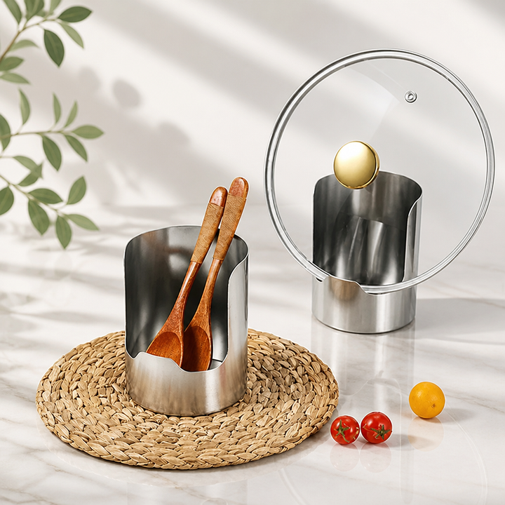 Rackly – Multi-Slot Steel Lid And Utensil Stand