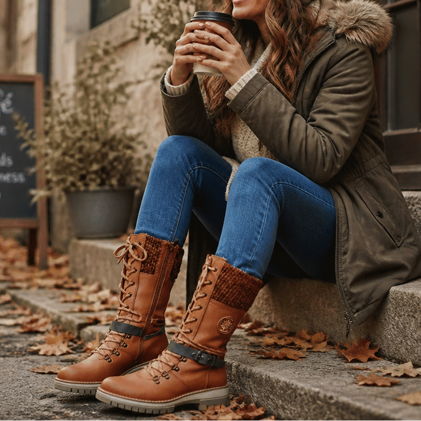 Cozette – Knit-Shaft Wide-Foot Winter Boots