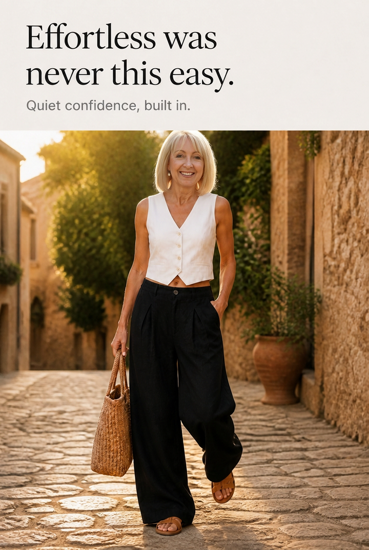 Linora – Pleated Wide-Leg Linen-Look Trousers