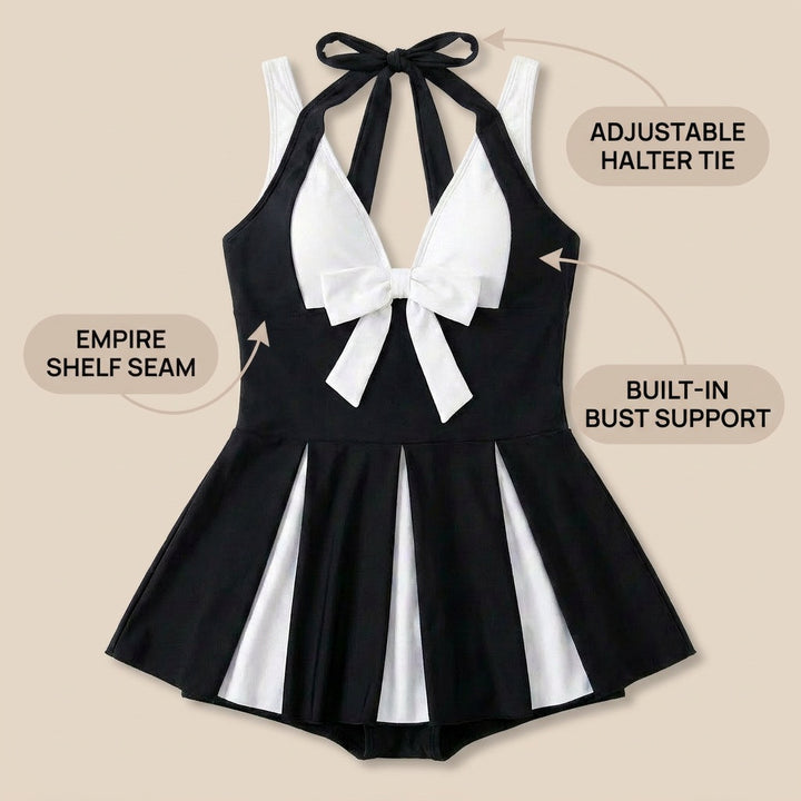 Soliera – Women's Plus-Size Halter Swimdress with Boy Shorts