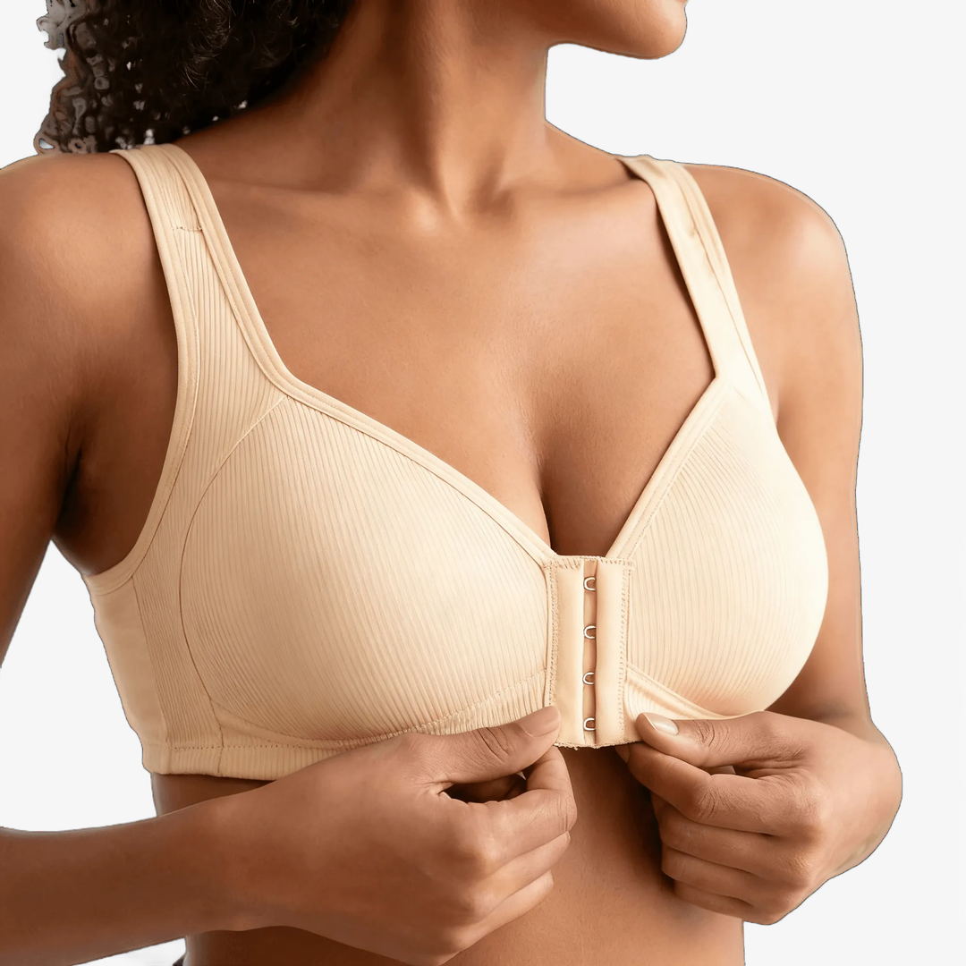 Veluna - Wireless Front Closure Comfort Bra Beige
