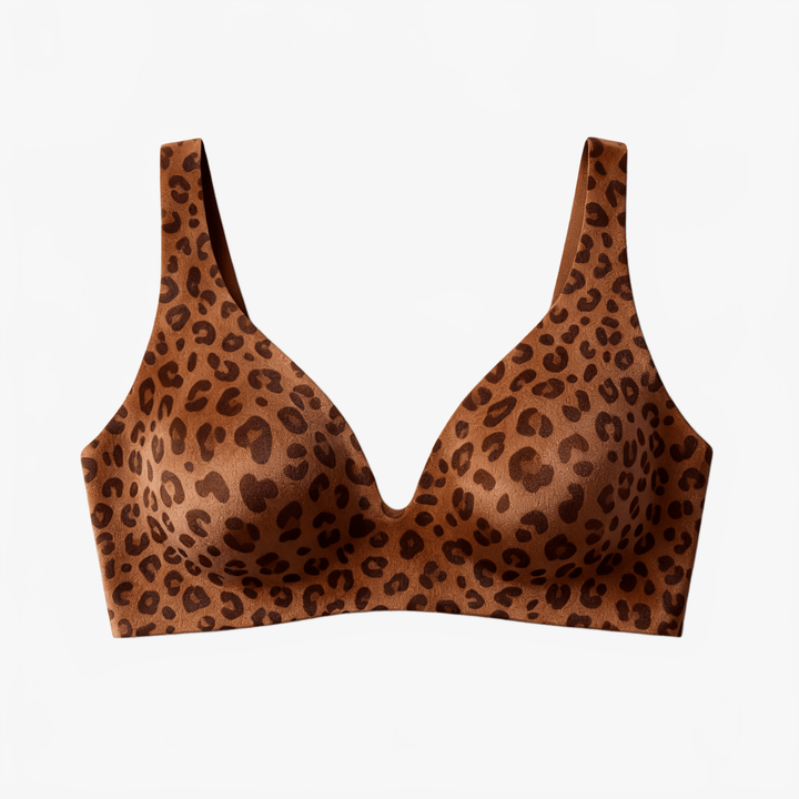 Veluna – Seamless Deep V Wireless Lift Bra Brown Leopard