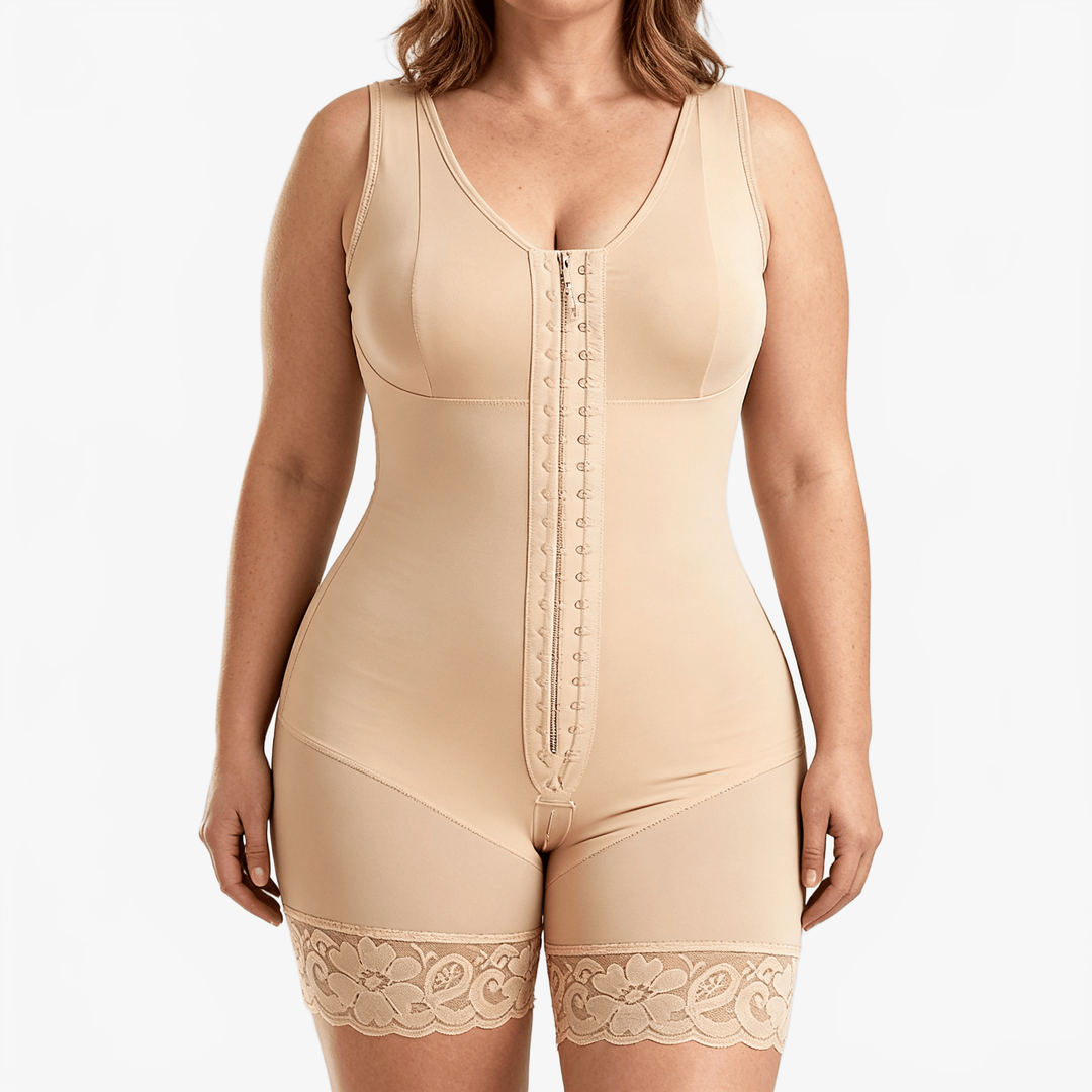 Curvella – Full Body Shaper Bodysuit with Built In Bra Nude / XS