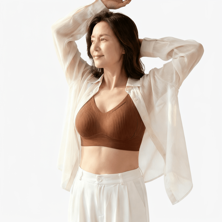 Veluna – 3D Lift Wireless Bra for All Day Comfort Brown