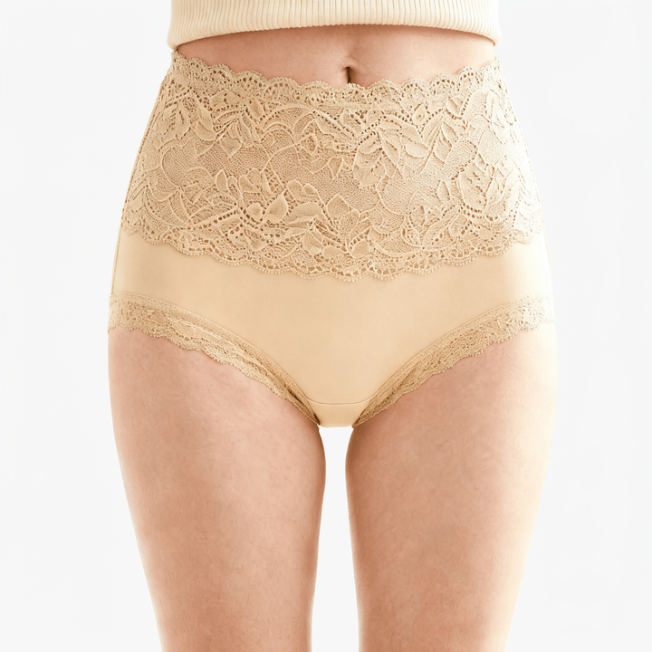 Lunelle – Floral Lace High-Waist Briefs 3-Pack Beige