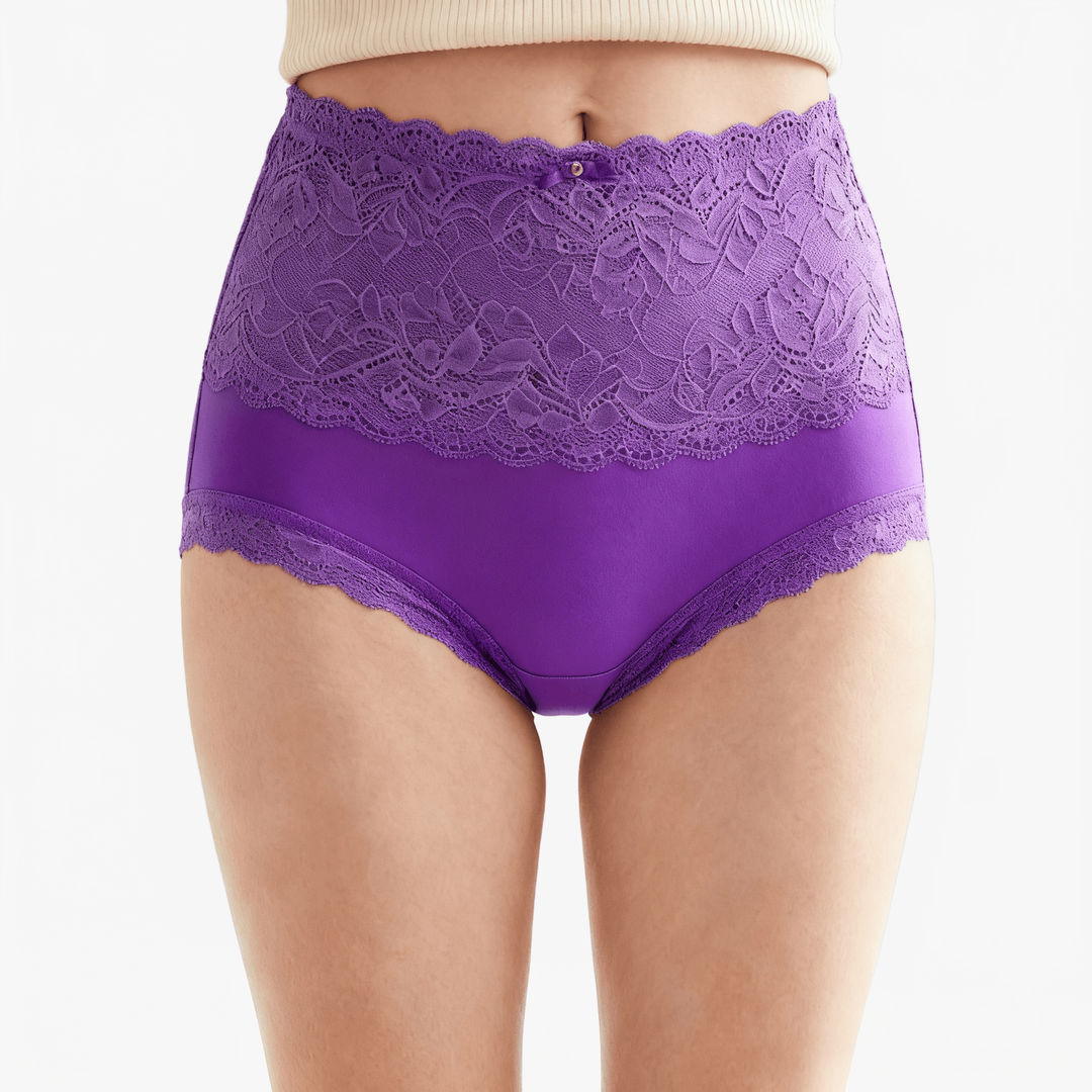 Lunelle – Floral Lace High-Waist Briefs 3-Pack Purple