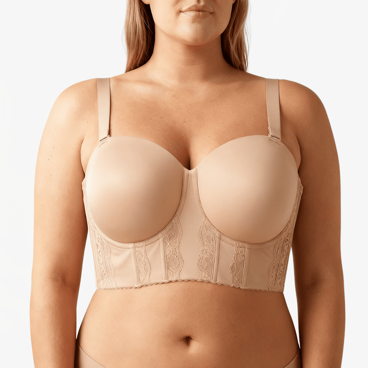 Liftara – Wide Band Wireless Bra with Removable Straps Nude