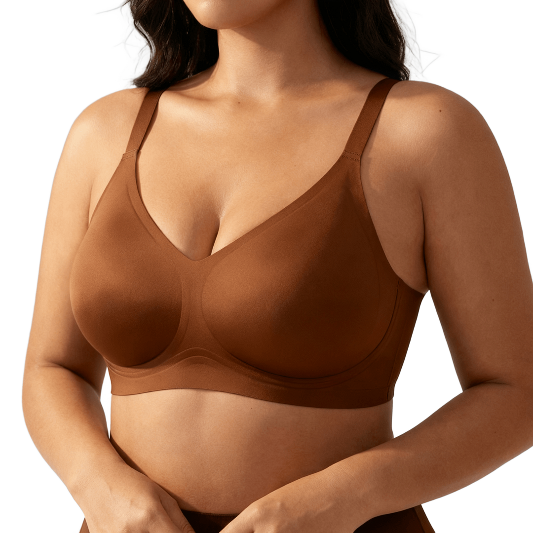 Veluna – Wireless Jelly Strip Bra for All Day Comfort Brown / S / 1 piece