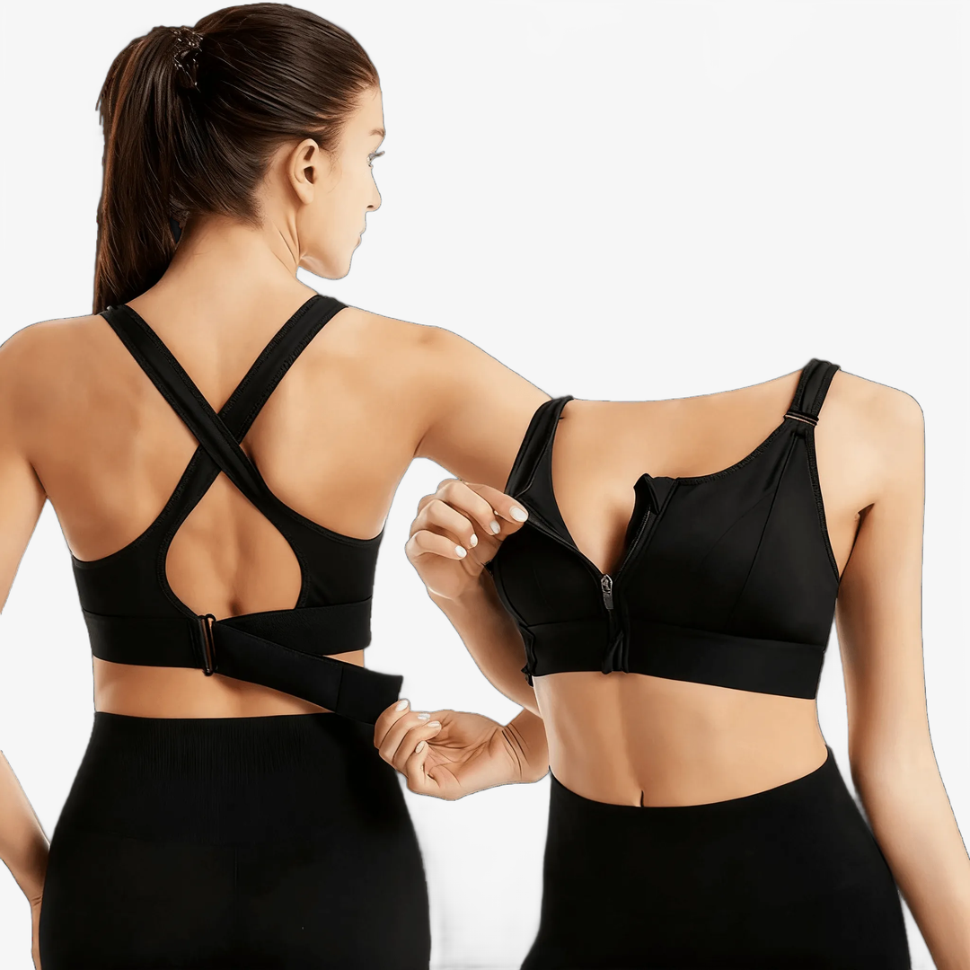 Zenvora – Supportive Anti-Shock Sports Bra Black