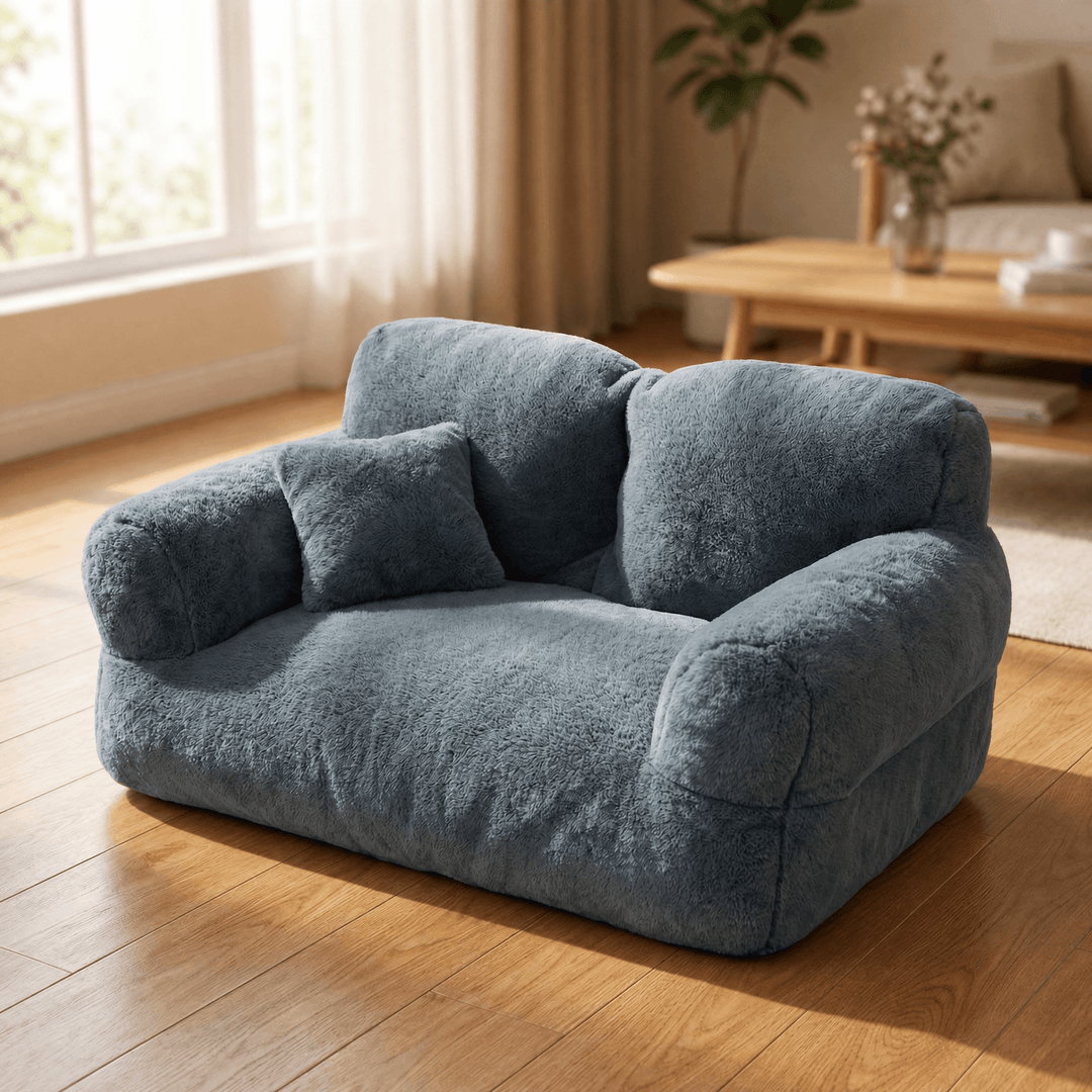 Pawluna – Plush Pet Sofa with Washable Cover Dark Blue / M (21.7" × 15.0")