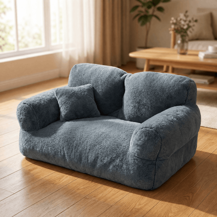 Pawluna – Plush Pet Sofa with Washable Cover Dark Blue / M (21.7" × 15.0")