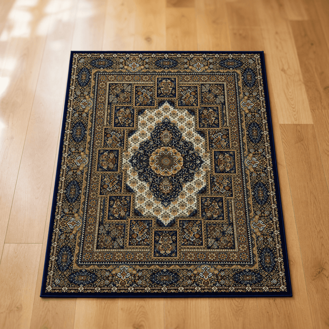 Persara – Vintage Persian Area Rug Blue / 16" × 24"
