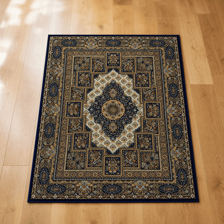 Persara – Vintage Persian Area Rug Blue / 16" × 24"