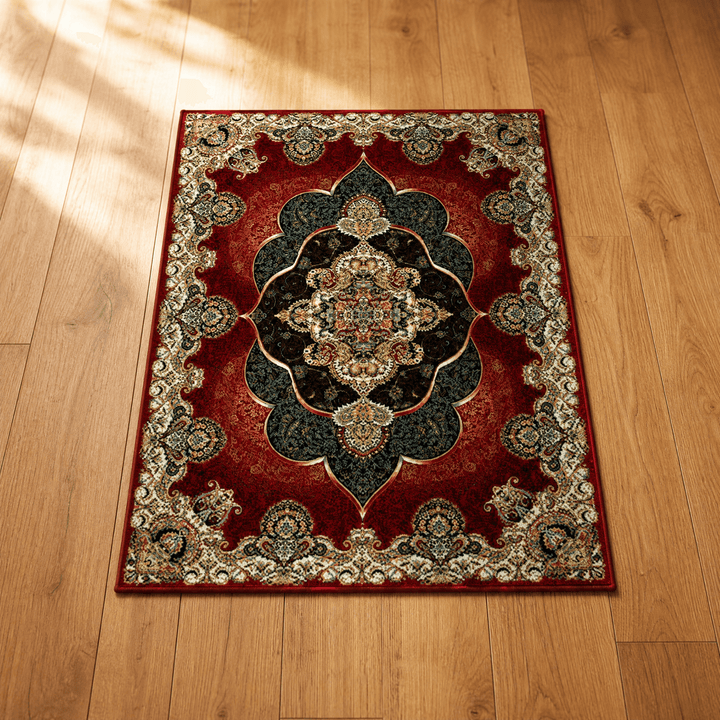 Persara – Vintage Persian Area Rug Green red / 16" × 24"