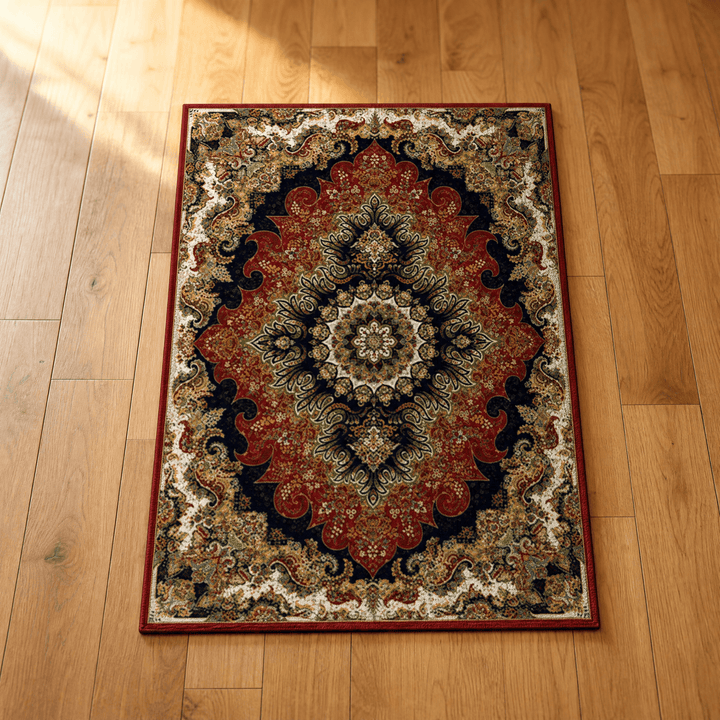Persara – Vintage Persian Area Rug Red black / 16" × 24"