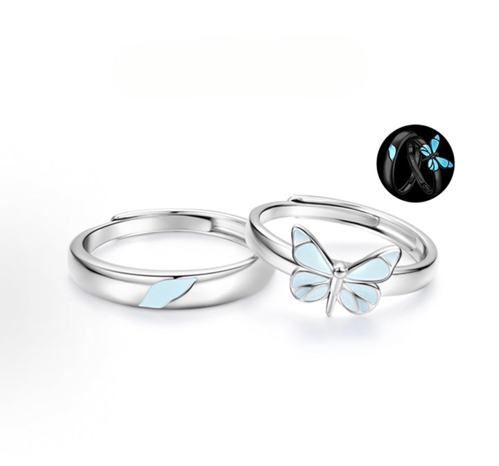 Wearbella – Glow-in-the-Dark Butterfly Couple Rings Set