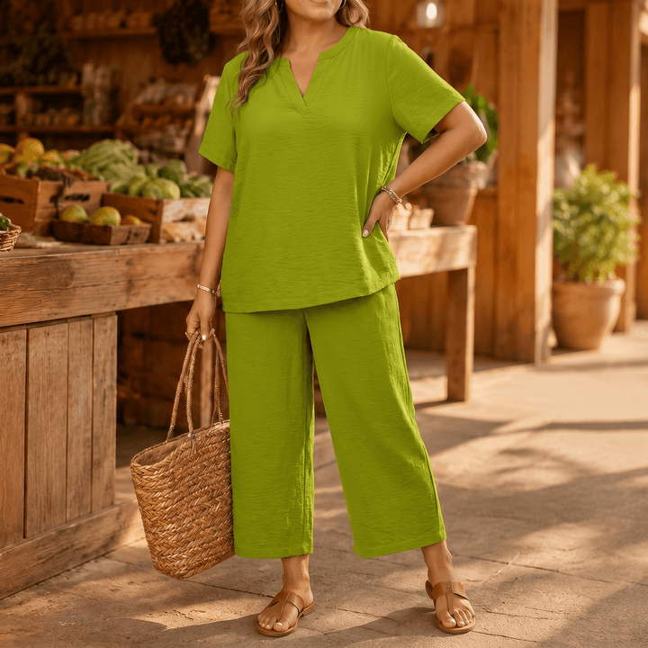 Rivelle – Women's Relaxed Plus-Size Two-Piece Set Lime Green /