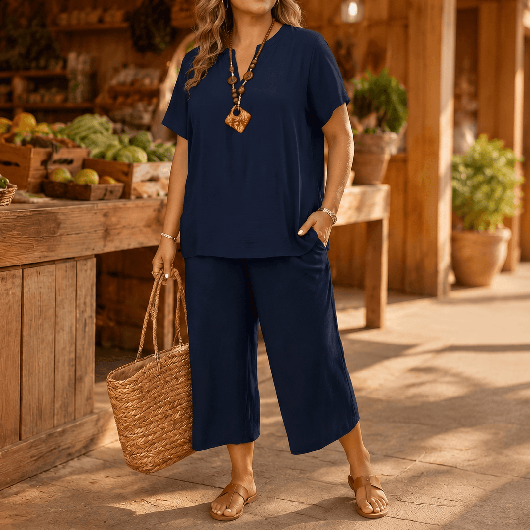 Rivelle – Women's Relaxed Plus-Size Two-Piece Set Navy Blue /