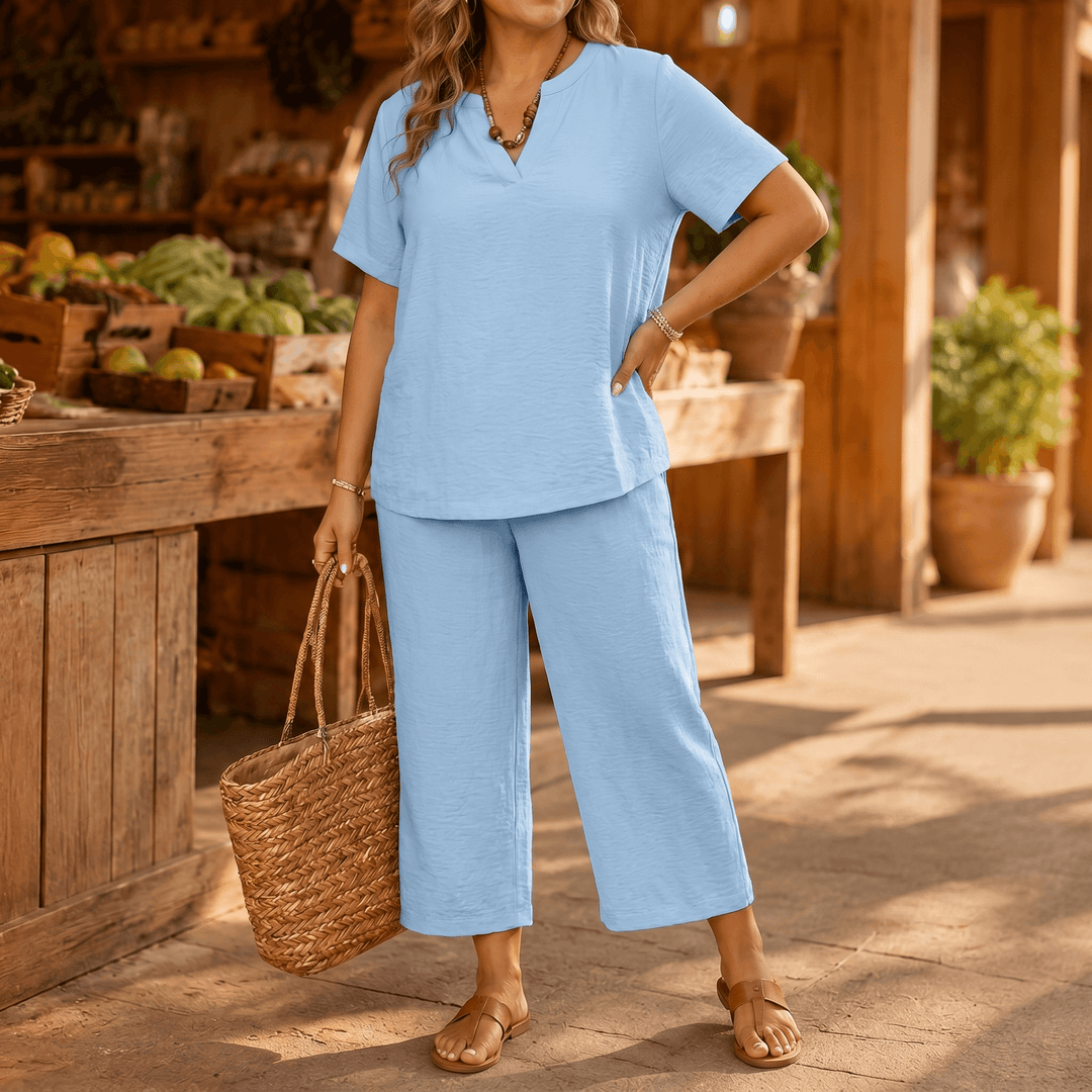 Rivelle – Women's Relaxed Plus-Size Two-Piece Set Powder Blue /