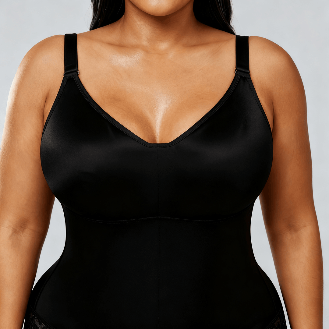 Sculptessa – Zip-Up Tummy Control Shapewear Bodysuit Black