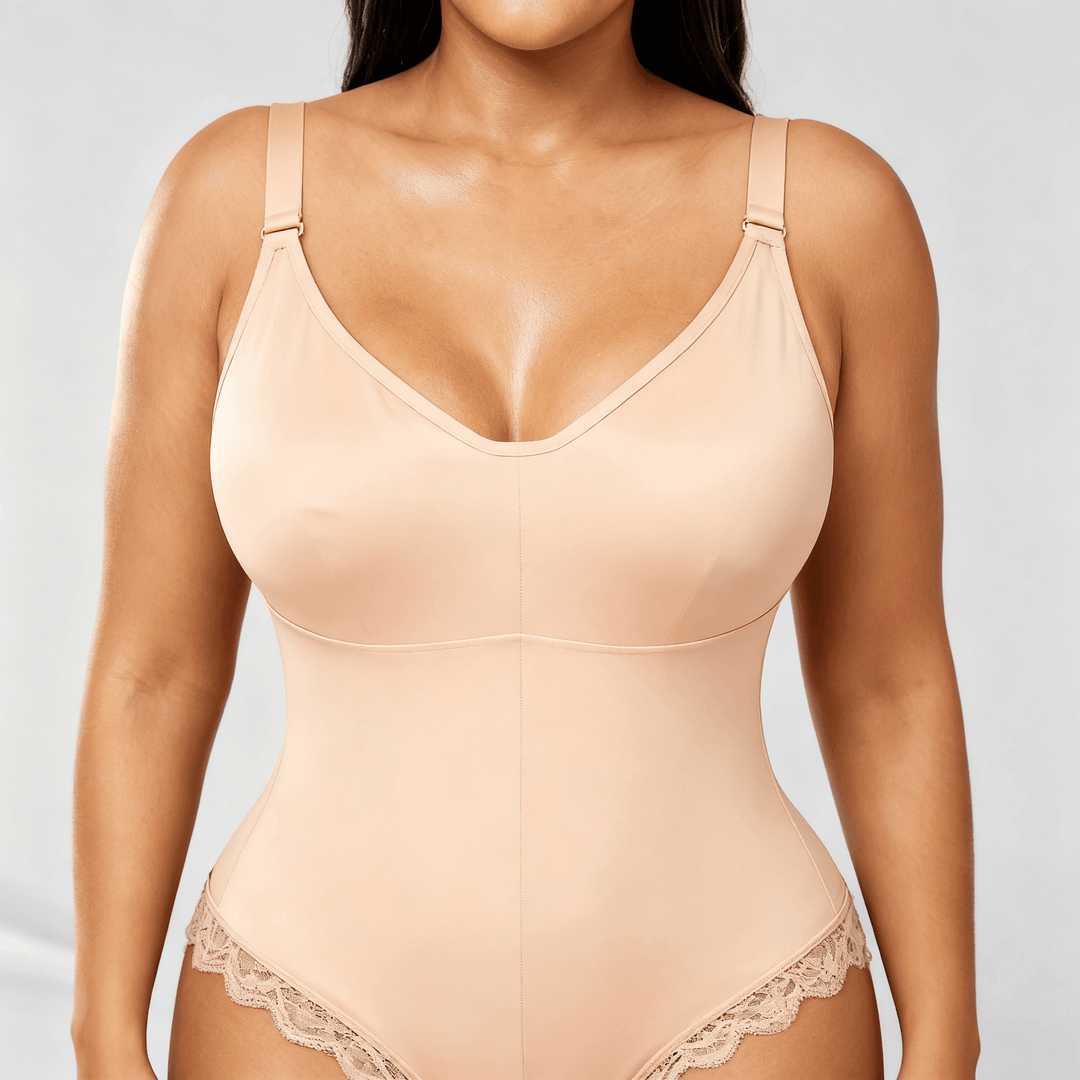 Sculptessa – Zip-Up Tummy Control Shapewear Bodysuit Nude