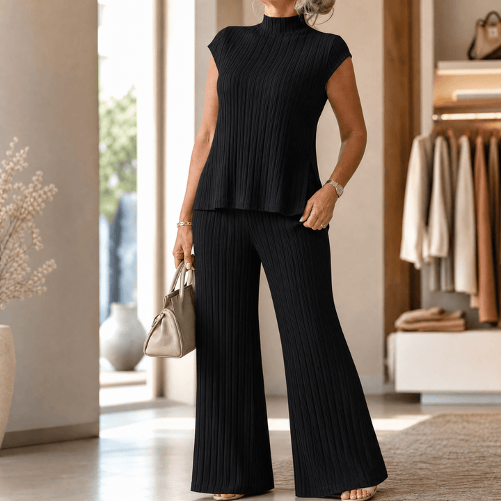 Selmira – Women's Ribbed Knit Two-Piece Set Black / S