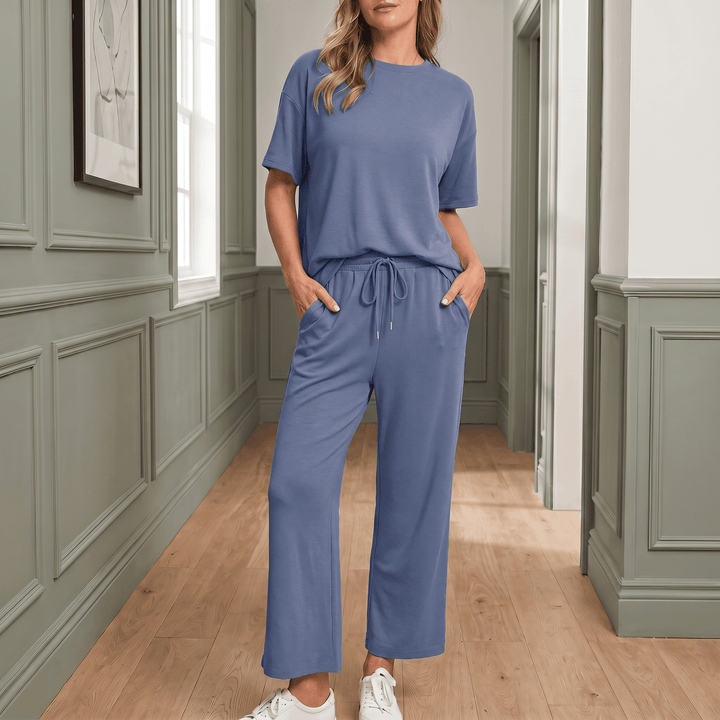 Sereva – Women's Soft Two-Piece Lounge Set Denim Blue /