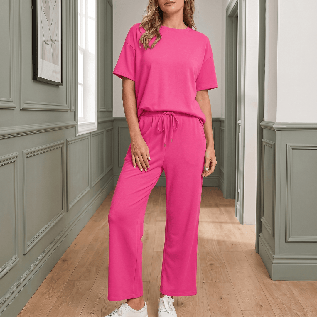 Sereva – Women's Soft Two-Piece Lounge Set Hot Pink /