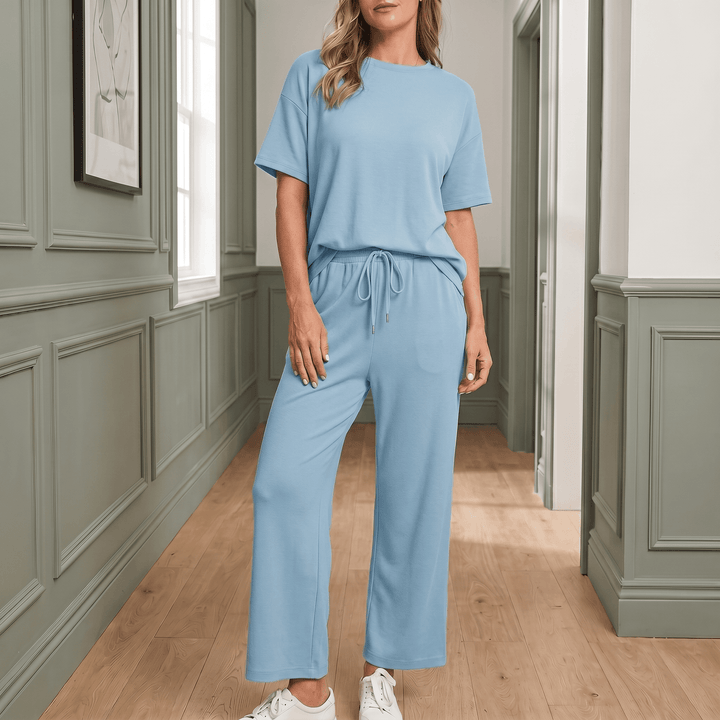 Sereva – Women's Soft Two-Piece Lounge Set Sky Blue /