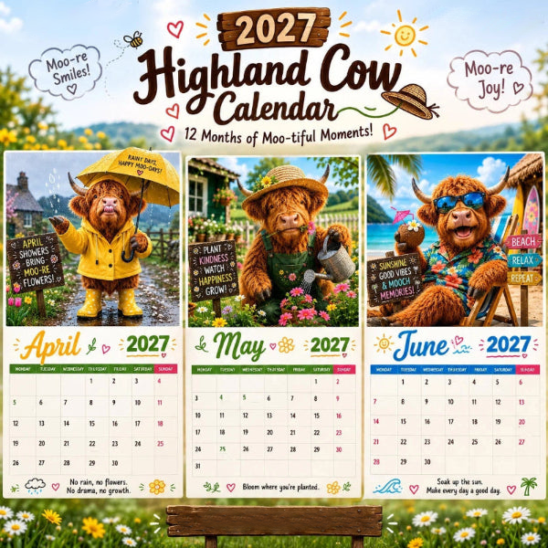 Mootsy – 2027 Highland Cow Wall Calendar
