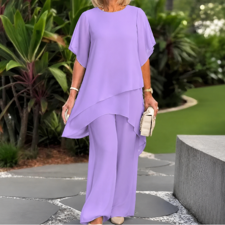 Florenza – Double-Layer Top and Wide Leg Pants Set for Women