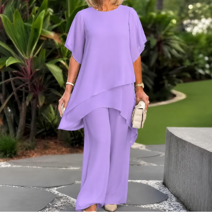Florenza – Double-Layer Top and Wide Leg Pants Set for Women