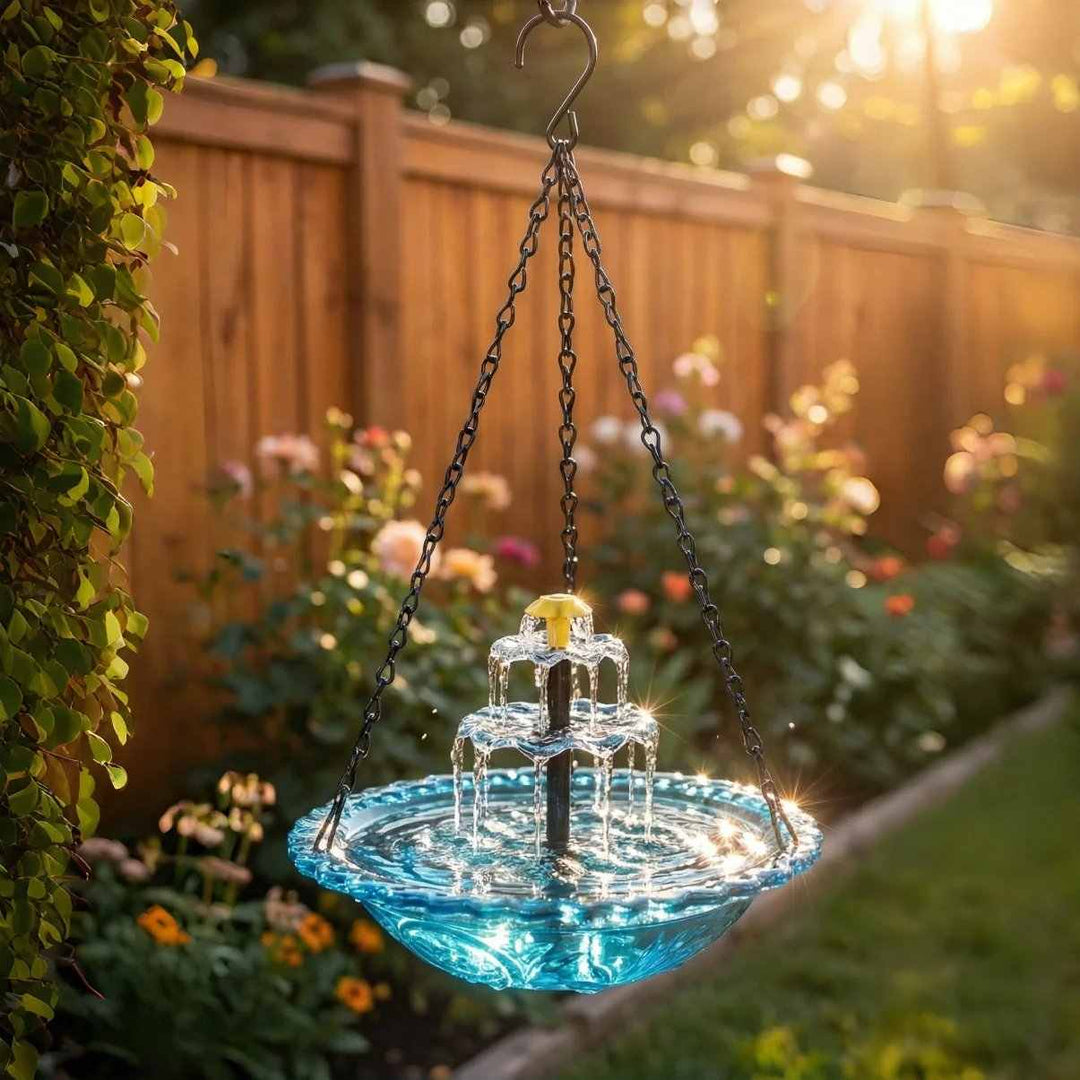 Avelora™ – Solar Hanging Bird Bath Fountain with Two-Tier Cascade