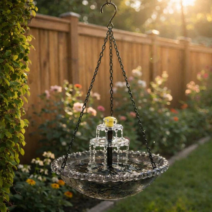 Avelora™ – Solar Hanging Bird Bath Fountain with Two-Tier Cascade